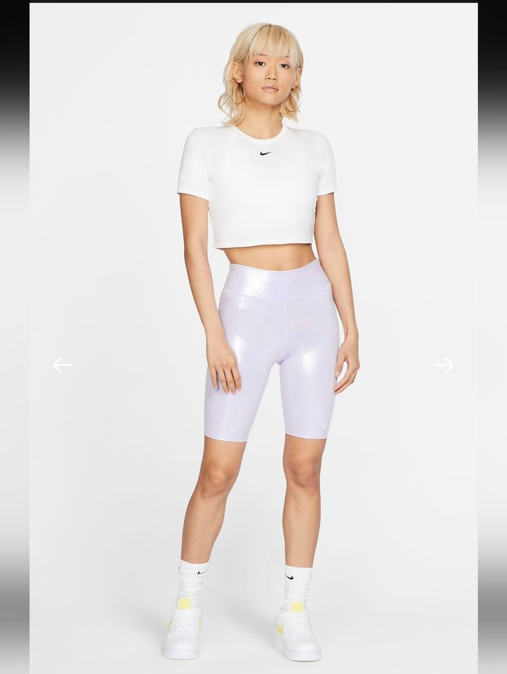 Nike Iridescent Bike Shorts, Oxygen Purple | Pearlescent Shimmer High-Rise